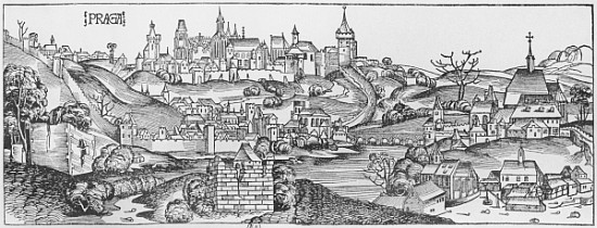 View of Prague, illustration from the ''Liber Chronicarum'' Hartmann Schedel (1440-1514) published b de Michael Wolgemuth