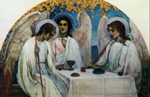The St. Trinity in the form of the three angels de Michail Wassiljew. Nesterow