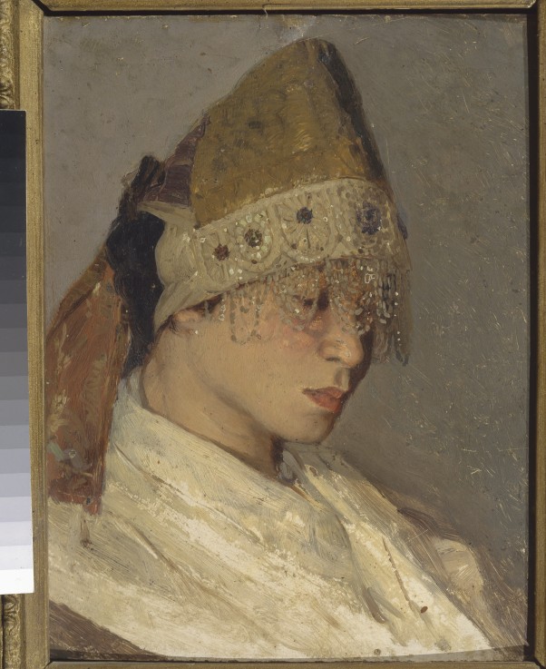 A Girl with Kokoshnik de Michail Wassiljew. Nesterow