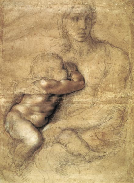 Madonna and child, c.1525 (pencil & red chalk on paper) de Miguel Ángel Buonarroti