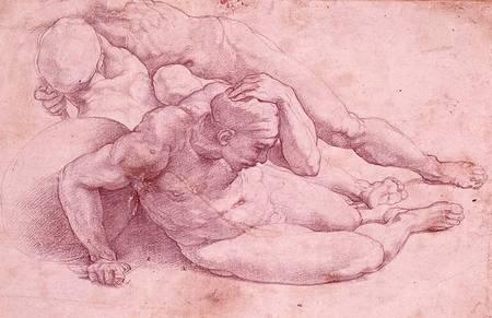 Study of Three Male Figures (after Raphael) de Miguel Ángel Buonarroti