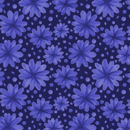 Floral Botanicals Navy On Blue