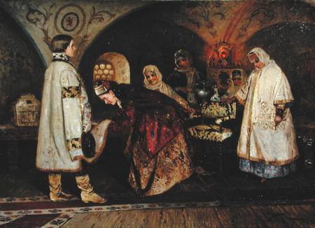 Tsar Alexei Mikhailovich (1629-76) Meeting His Bride, Maria Miloslavasky de Mikhail Vasilievich Nesterov