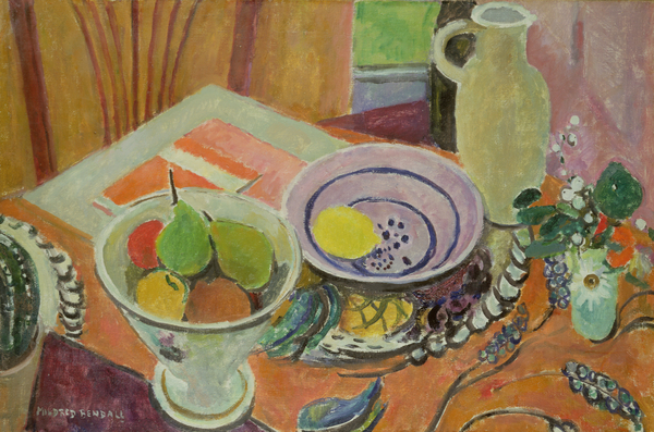 Pottery and Fruit on a Table de Mildred Bendall