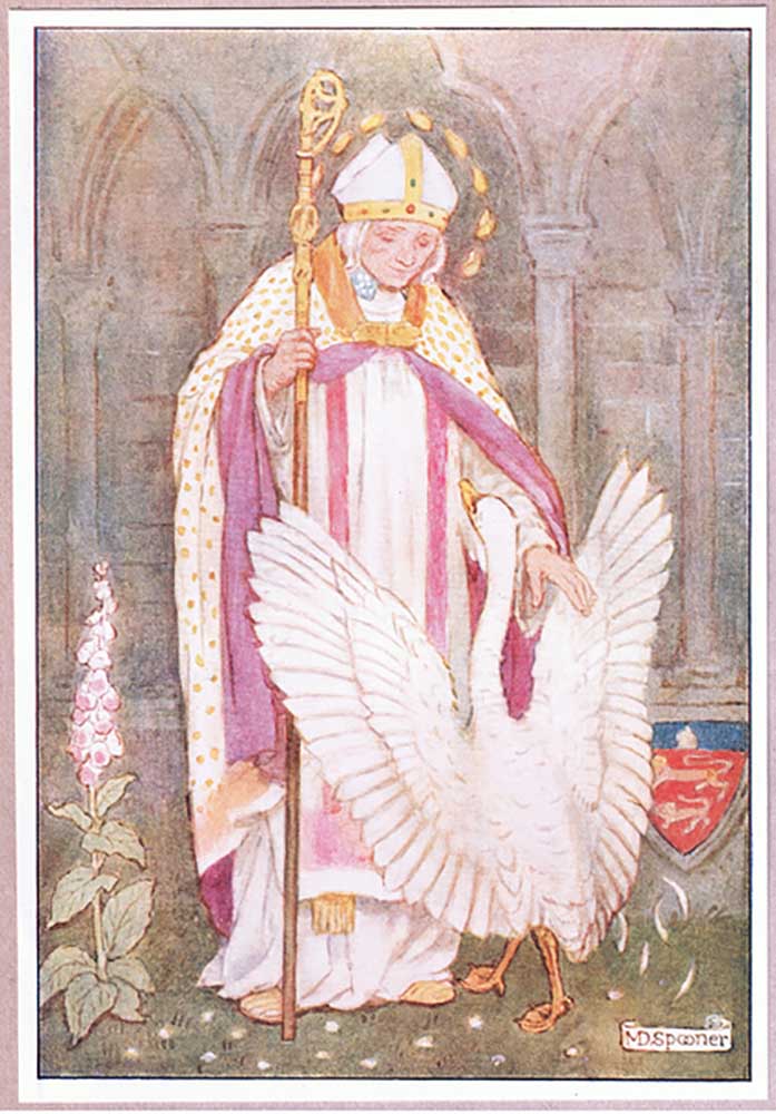 St Hugh and the white swan lithograph de Minnie Didbin Spooner