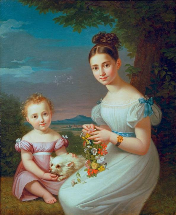 Charlotte und Wilhelm Carl von Rothschild (ihr Bruder; 1828–1901).– de Moritz Daniel Oppenheim