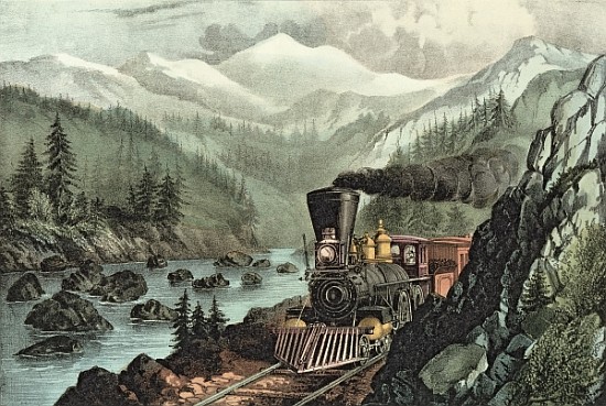 The Route to California. Truckee River, Sierra Nevada. Central Pacific railway de N. Currier