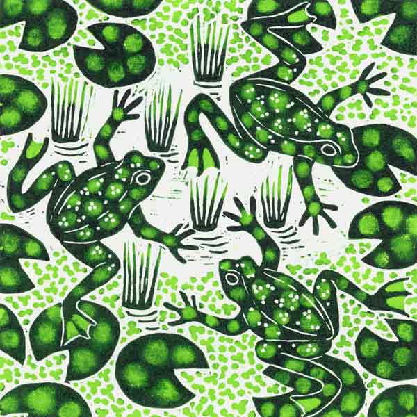 Leaping Frogs, 2003 (woodcut)  de Nat  Morley