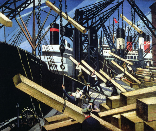 Loading Timber, Southampton Docks de Christopher R.W. Nevinson