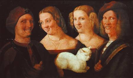 Four People Laughing at the Sight of a Cat de Niccolo Frangipane