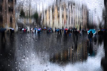 Seller of colored umbrellas