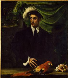 Man with parrot