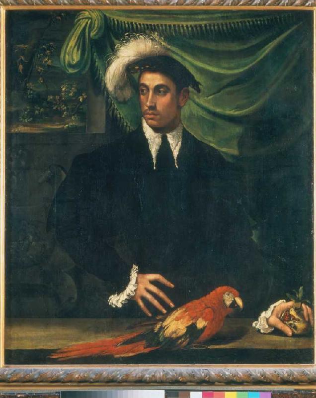 Man with parrot. de Nicoló dell'Abate