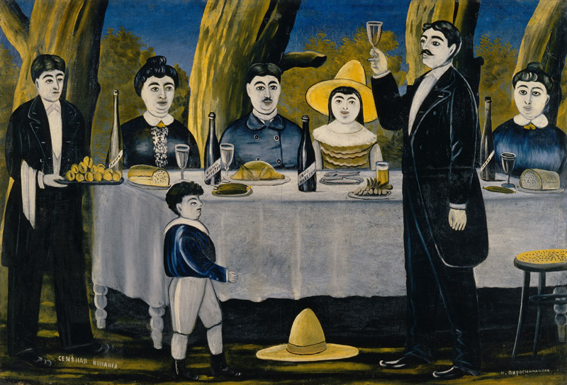 Family meeting - Niko Pirosmani en reproducción impresa o copia al óleo  sobre lienzo.