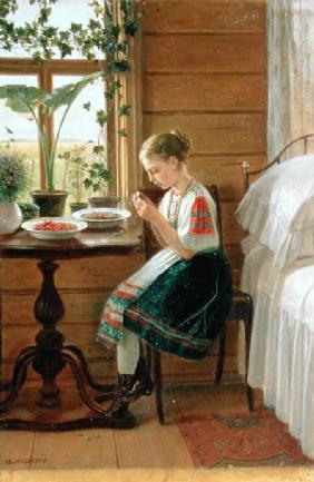 Girl Peeling Berries