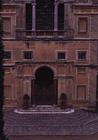 View of the rear facade, detail of the first floor entrance and loggia, designed for Cardinal Pietro