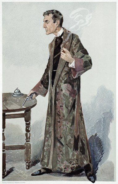 Sherlock Holmes, Cartoon from Vanity Fair of the Actor William Gillette de 