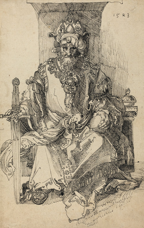 An Oriental Ruler Seated on His Throne de 