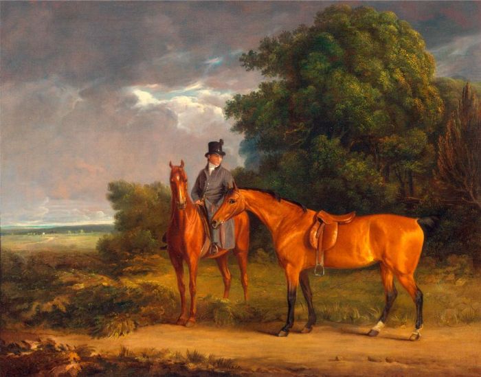 A Groom Mounted on a Chestnut Hunter de 