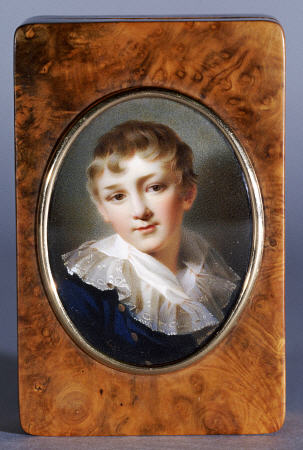 A Birch Wood Box, The Cover Set With A Portrait Of Alexander Pavlovich (1777-1825), Later Tsar Alexa de 