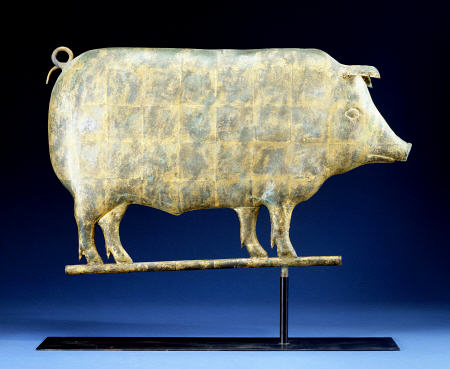 A Molded And Copper Gilded Copper Pig Weathervane de 