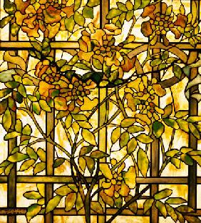 A Trumpet Vine Leaded Glass Window