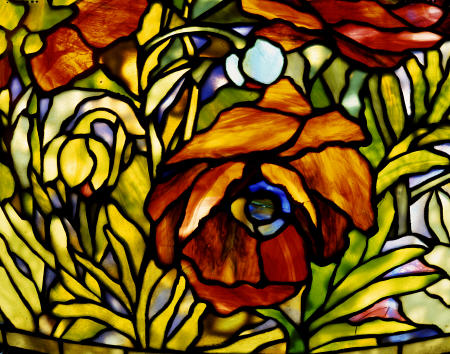 Detail Of An ''Oriental Poppy'' Leaded Glass And Bronze Floor Lamp de 