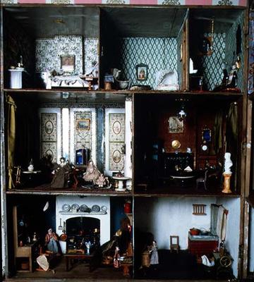 Doll's house showing original wallpapers and furnishings de 