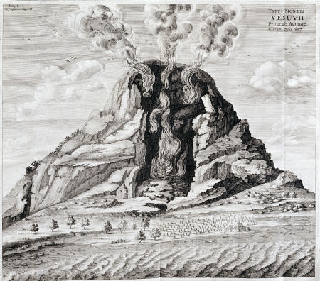 Engraving Of Vesuvius Erupting From ''Mundus Subterraneus'' By Athanasius Kircher (1602-1680) de 