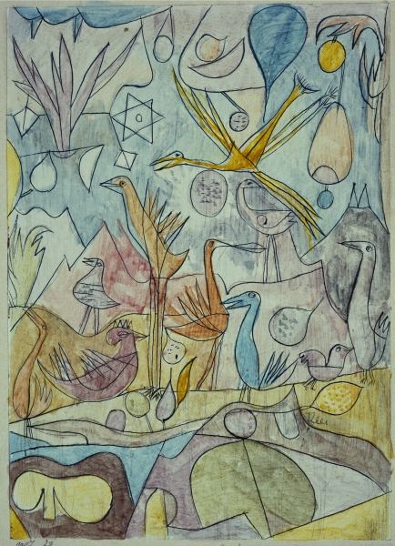 Flock of Birds, 1917 (pen & ink and pencil on paper mounted on board)  de 