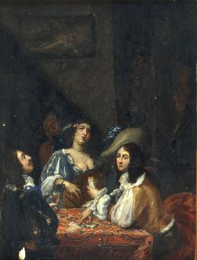 Gamblers & Singing Woman /Flem.Ptg./ C17