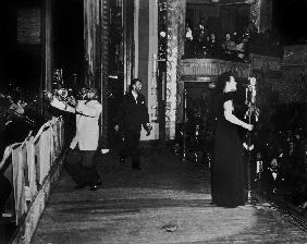 jazz and blues Singer Billie Holiday with bluesmen Hot Lips Page and Jimmie Evans at Apollo Theatre 