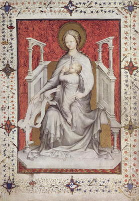 MS 11060-11061 The Virgin suckling the infant Jesus, French, by Jacquemart de Hesdin (fl.1384-1409) de 