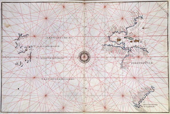 Nautical Chart of the Pacific Ocean and Central America, 16th century de 