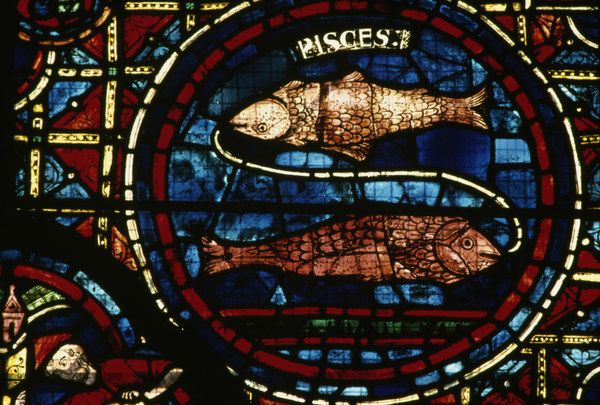 Pisces / French stained glass / 13th-c. de 
