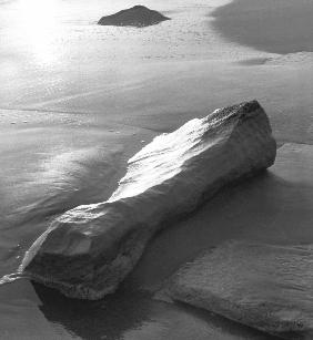 Rock, Porbandar (b/w photo) 