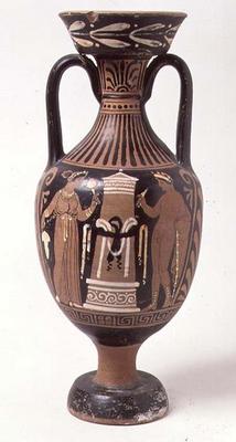 Red-figure amphora depicting a funerary stele, Apulian (pottery) de 