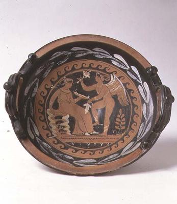Red-figure patera depicting winged Eros and seated female figure, Greek (pottery) de 