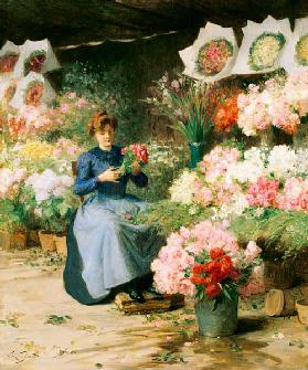 Flower Seller Behind The Madelaine Church