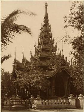 Temple in Mandalay, Burma, late 19th century (albumen print) (b/w photo) 