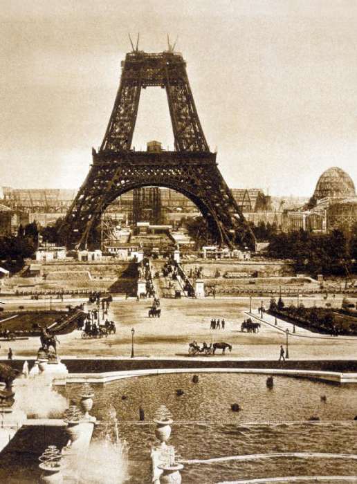 View from Chaillot palace of Eiffel tower built for world fair in 1889, here 2nd floor de 