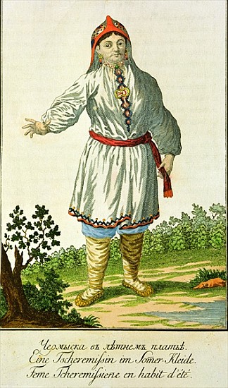 Woman peasant''s summer costume, Cheremes Tribe, Russian, 18th century de 