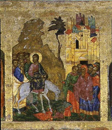 The Entry into Jerusalem, Russian icon from the iconostasis in the Cathedral of St. Sophia de Novgorod School