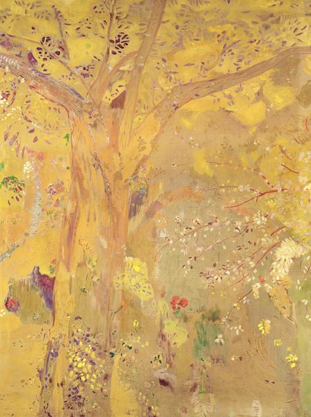 Tree Against a Yellow Background de Odilon Redon