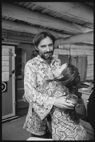 Dennis Hopper and wife Michelle Phillips at home in New Mexico