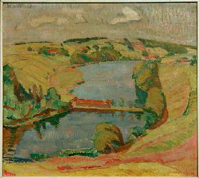 Landscape at Ebersberg with lake