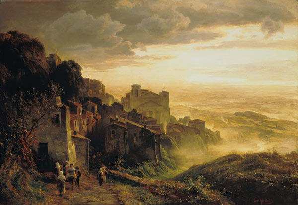 Rocca di daddy into the Albanian mountains de Oswald Achenbach