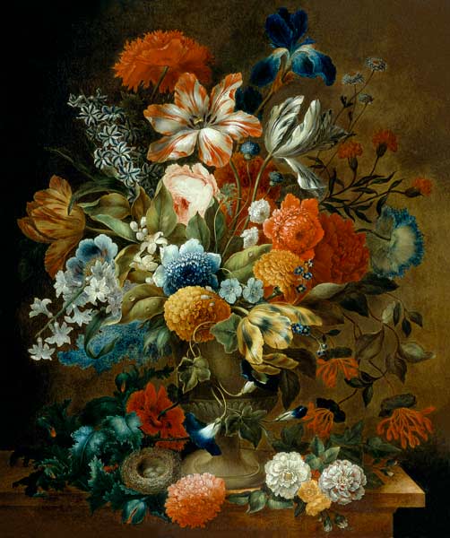 Flower Still Life with Bird Nest de Ottmar the Elder Elliger