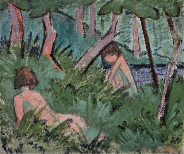 Two girls in the woods de Otto Mueller