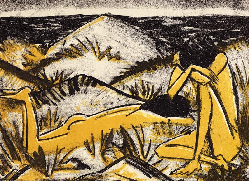 Zwei Mädchen in den Dünen, Sylt de Otto Mueller